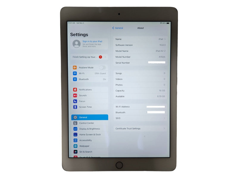Apple iPad Air 2 A1566 16GB, Wi-Fi, Unlocked