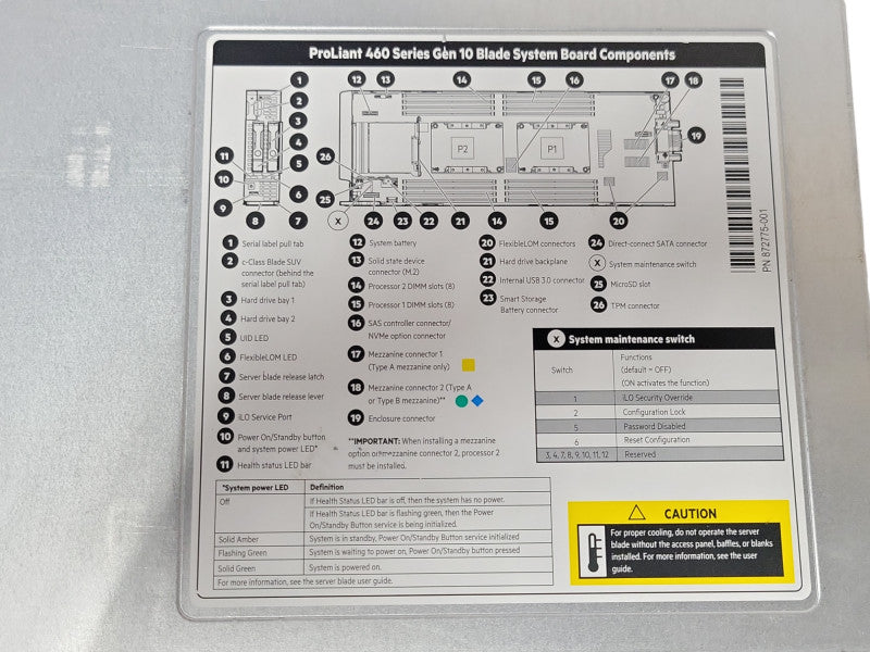 HP Proliant BL460c G10 Blade Server. 2x Xeon Gold 6126 CPUs, No RAM/HDD _