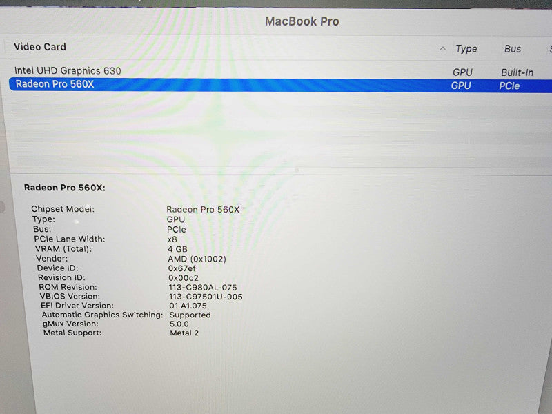 Apple Macbook Pro 2018 15" 6-Core i7-8850H @ 2.6GHz 16GB DDR4 500GB SSD (