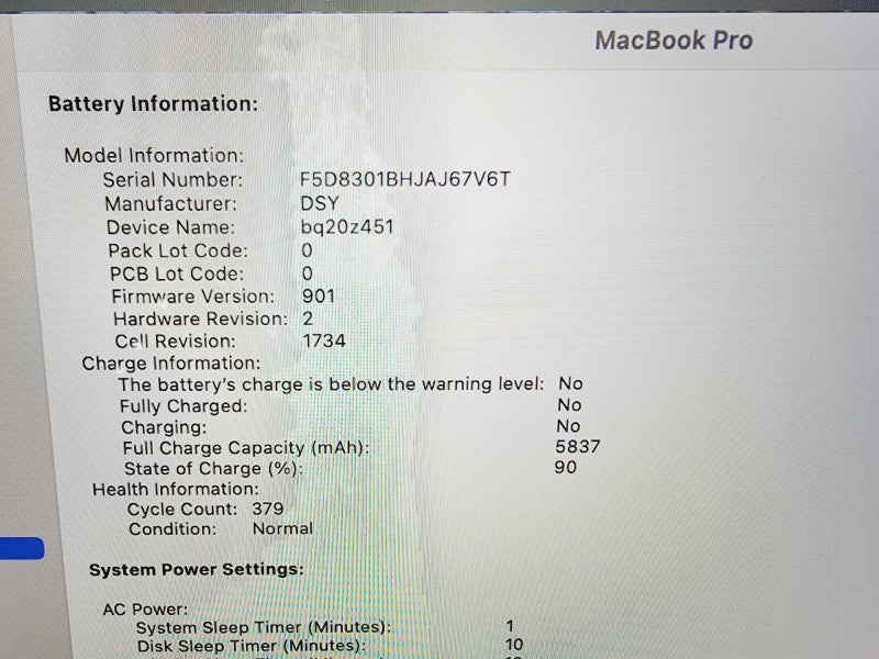 Apple Macbook Pro 2018 15" 6-Core i7-8850H @ 2.6GHz 16GB DDR4 500GB SSD (
