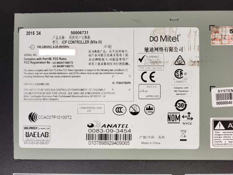 Mitel 3300 MXe III 50006731 ICP CONTROLLER READ $