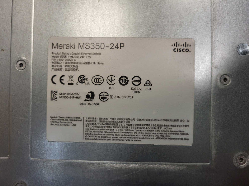 Cisco MS350-24P-HW Meraki MS350 24-Port Gigabit Switch Unclaimed Q$