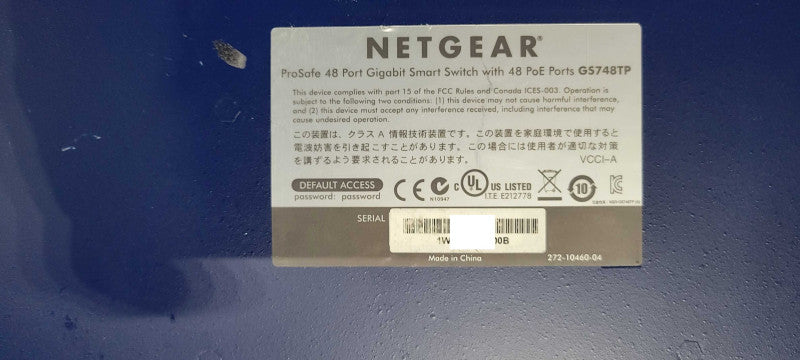 NetGear ProSafe 48-Port Gigabit Smart Switch w/ 48 PoE Ports GS748TP _
