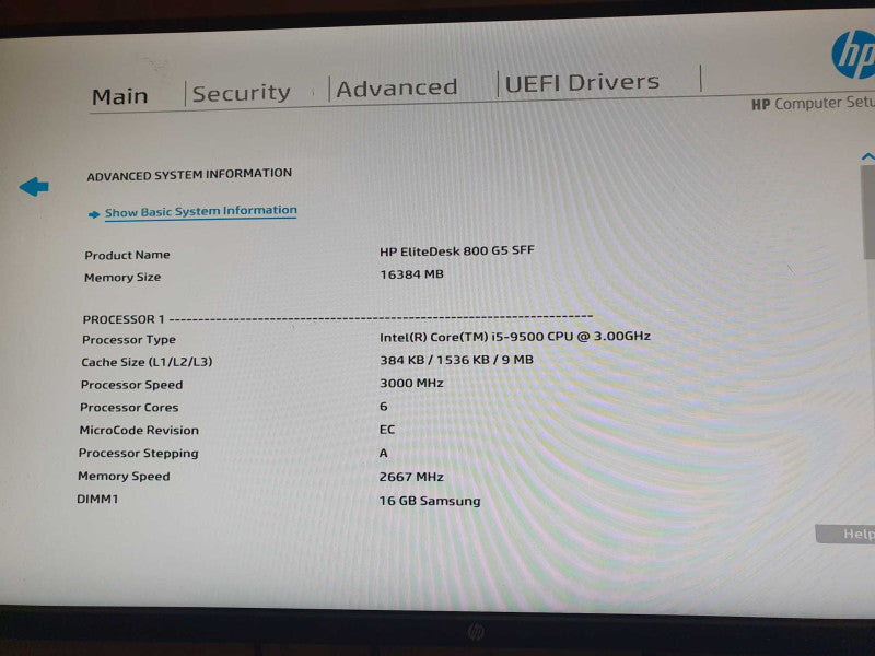 HP EliteDesk 800 G5 SFF | i5-9500 @ 3.00GHz | 16GB DDR4 | No HDD/OS Q