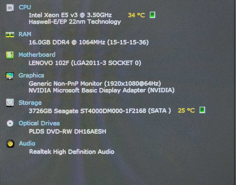 Lenovo ThinkStation P500, Xeon E5-1650 v3 3.50GHz, 16GB DDR4, 4TB HDD, K2200