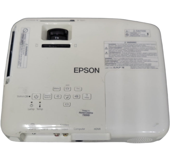 Epson PowerLite Home Cinema 730HD Projector 1887 Hours No Remote, READ _