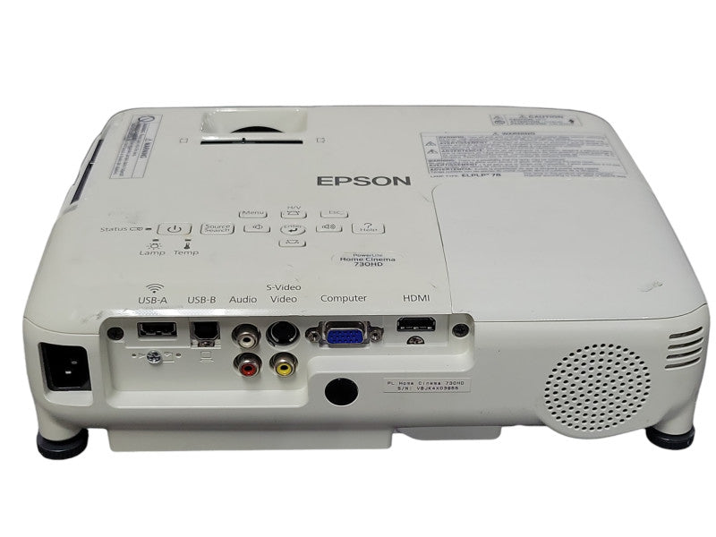 Epson PowerLite Home Cinema 730HD Projector 1887 Hours No Remote, READ _