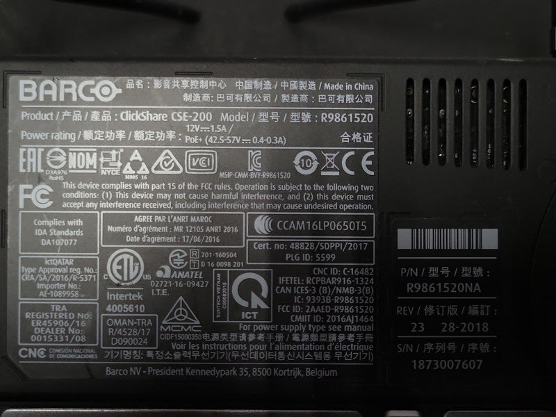 Barco ClickShare CSE-200 Wireless Presentation System w/ 1x Buttons R9861520 _