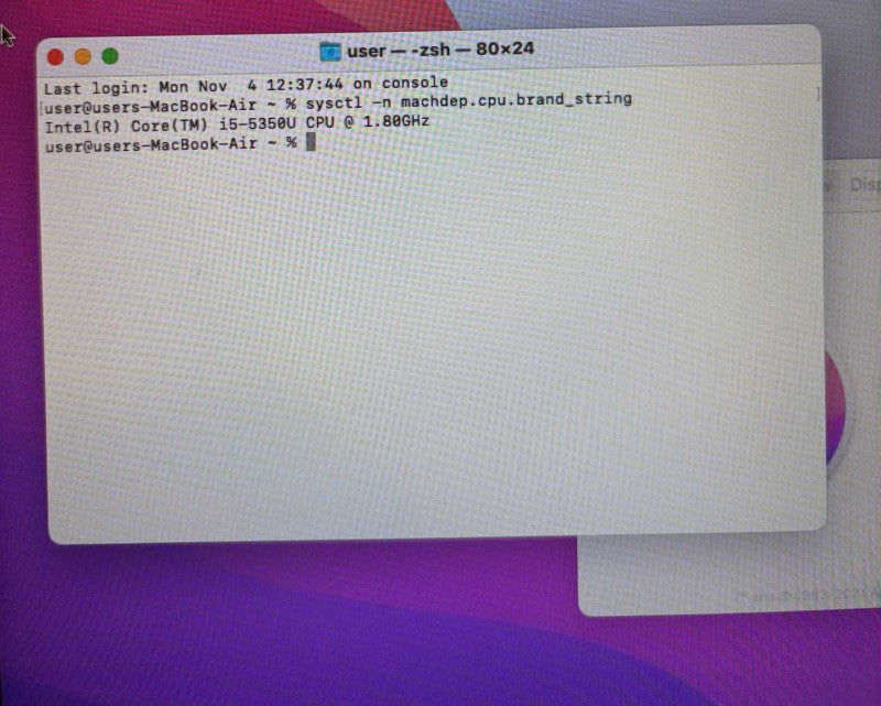 Apple MacBook Air 13" 2017 i5-5350U 8GB RAM 128GB SSD No Power Adapter