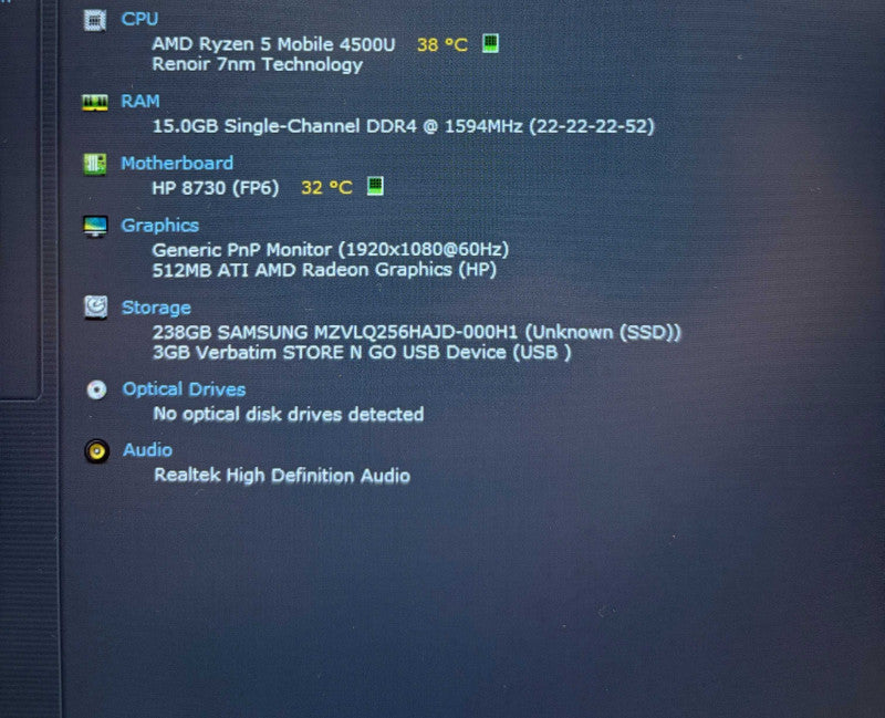 HP ProBook 445 G7 AMD Ryzen 5 4500U RADEON GPU 16GB DDR4 RAM 512GB SSD  Lap200
