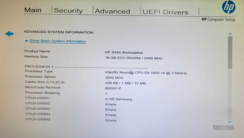 HP Z440 WS, Xeon E5-1620v4 3.5GHz, 16GB DDR4, Quadro K2200 GPU, No HDD _