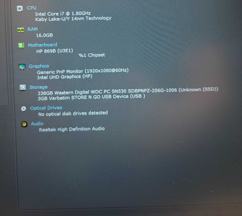 HP ProBook 430 G7 Intel Core i7-10510U@1.8GHz 16GB DDR4 RAM 256GB NVMe SSD  Lap200