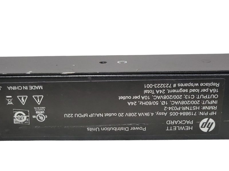 HP 4.9KVA 208V Basic Power Distribution Unit 719884-005, READ _