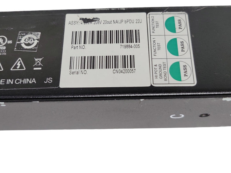 HP 4.9KVA 208V Basic Power Distribution Unit 719884-005, READ _
