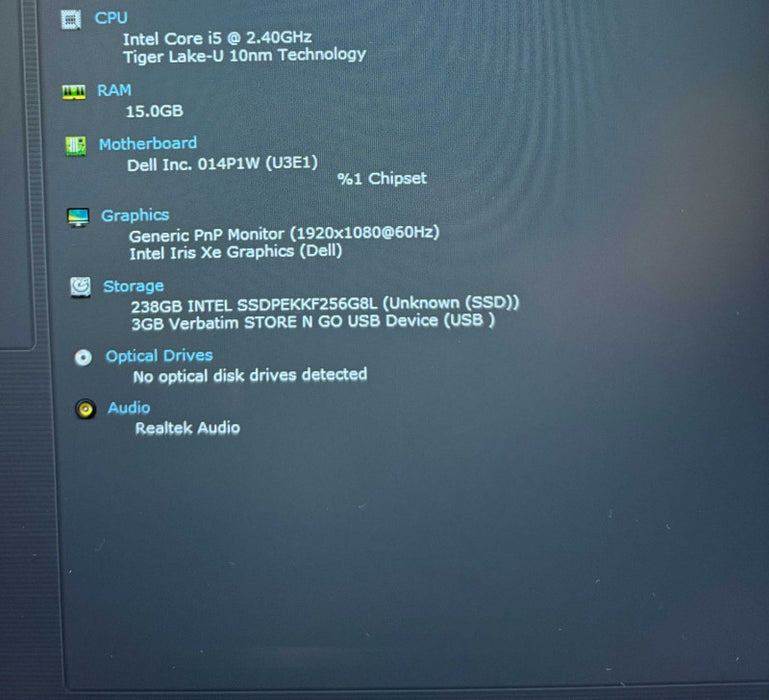 Dell Latitude 5420 Intel Core i5-1135G7@2.4GHz 16GB RAM 256GB SSD  Lap200