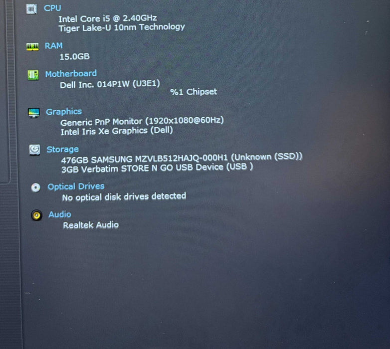 Dell Latitude 5420 Intel Core i5-1135G7@2.4GHz 16GB RAM 512GB SSD READ  Lap200