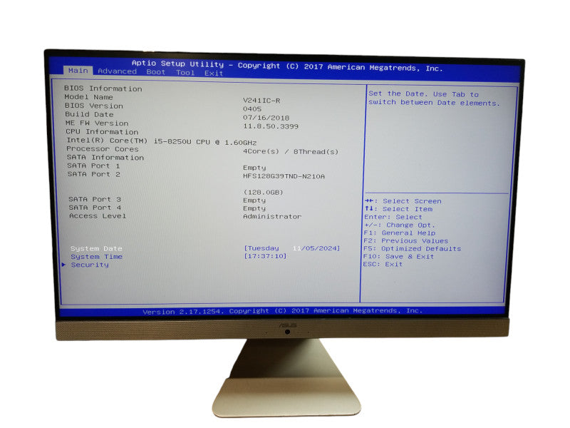 ASUS Vivo V241IC AIO Desktop 23.8" INTEL CORE i5-8250U @ 1.60GHz NO HDD,READ