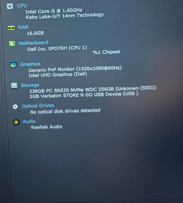 Dell Latitude 3410 Intel Core i5-10210U@1.6GHz 16GB RAM 256GB SSD  Lap200