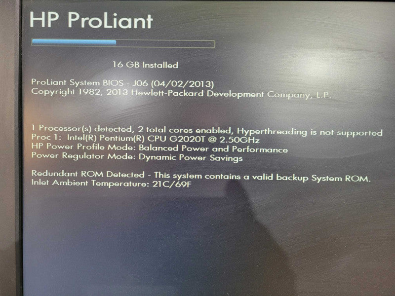 HP ProLiant MicroServer Gen8 Pentium G2020T | 16GB DDR3 | No HDD | B120i !