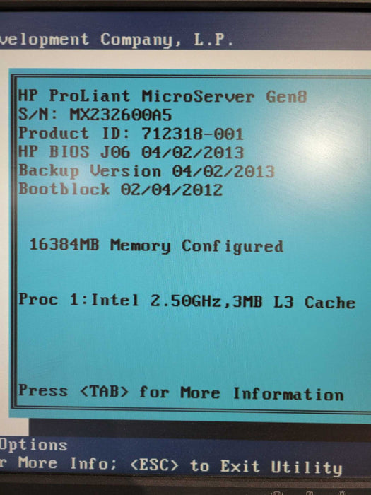 HP ProLiant MicroServer Gen8 Pentium G2020T | 16GB DDR3 | No HDD | B120i !
