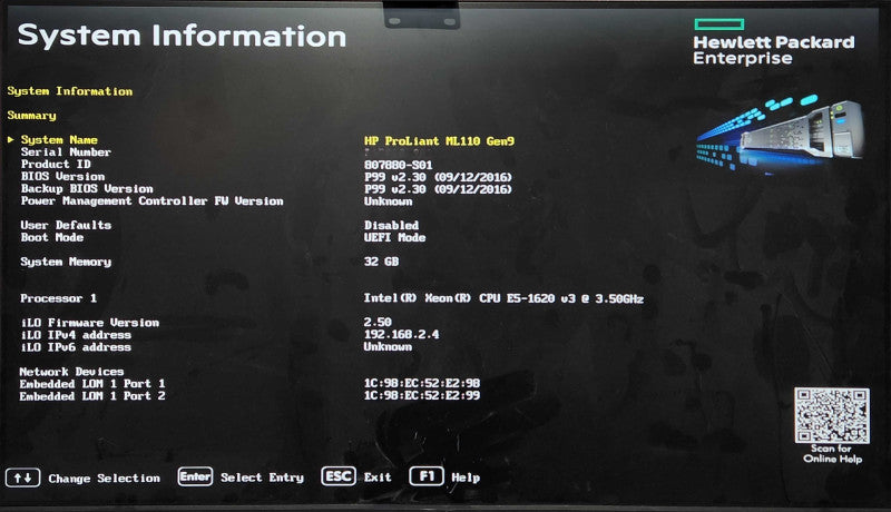 HP ProLiant ML110 Gen9, Xeon E5-1620 V3 3.50GHz, 32GB DDR4, No HDD, B140i