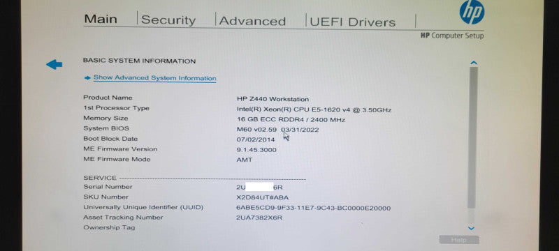 HP Z440 WS, Xeon E5-1620v4 3.5GHz, 16GB DDR4, Quadro K2000 GPU, No HDD _