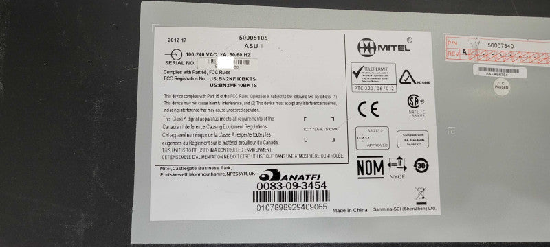 Mitel ASU II 50005105 PBX System, NO Module, READ _