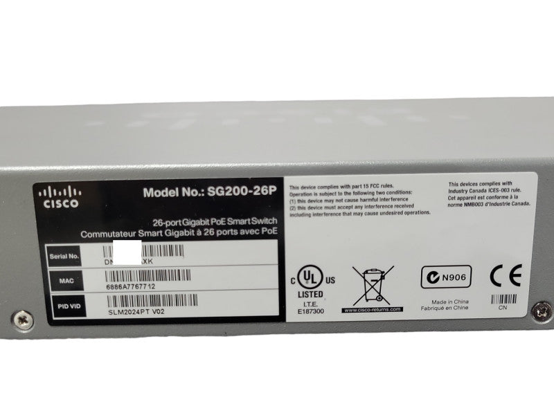Cisco SG200-26P 26-Port Gigabit PoE Smart Switch SLM2024PT _