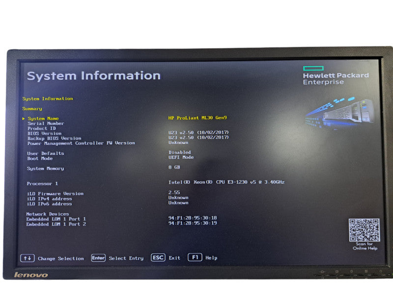 HP ML30 Gen9 Tower Server | Xeon E3-1230 v5 @ 3.40GHz, 8GB DDR4, B140i RAID