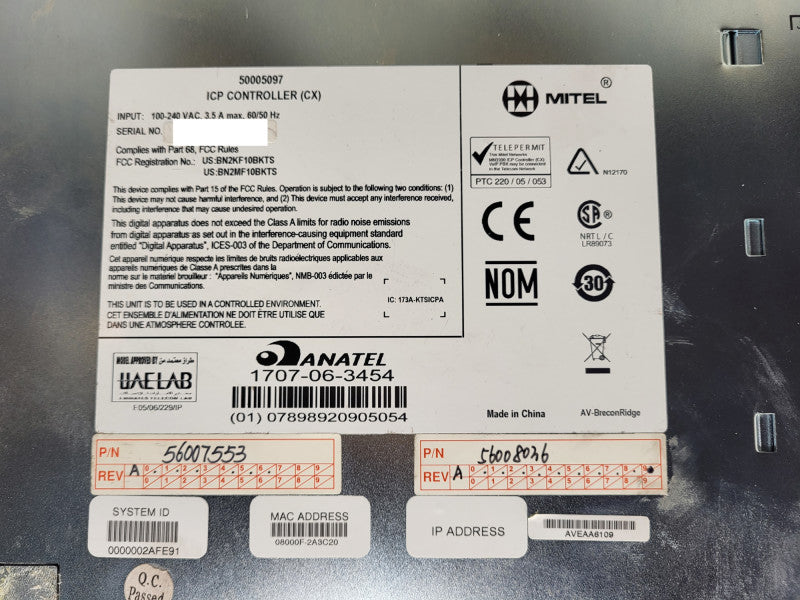 Mitel 3300 CXi ICP Controller Telephone System 50005097 READ $