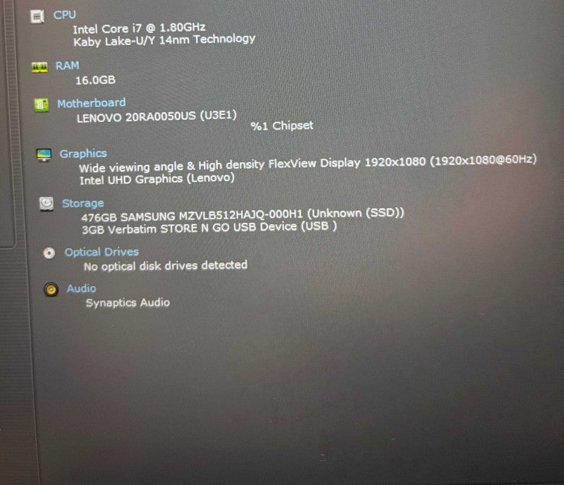 Lenovo ThinkPad E14 Intel Core i7-10510U@1.8GHz 16GB RAM 512GB SSD  Lap200