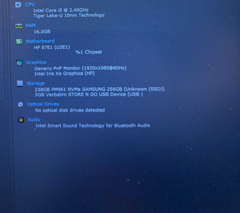 HP ProBook 450 G8 Intel Core i5-1135G7@2.4GHz 16GB RAM 256GB SSD  Lap200