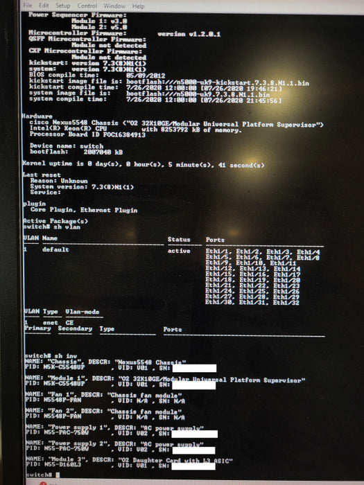 Cisco Nexus Switch N5K-C5548UP V01 W/ N55-D160L3-V2 2x PSU $