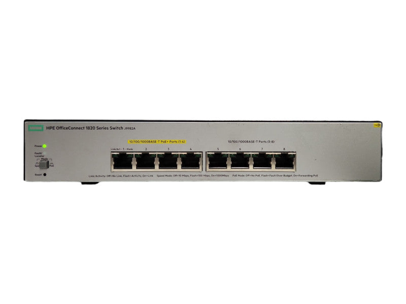 HP 1820-8G-PoE+, 8-Port Gigabit PoE+ Managed Switch, J9982A