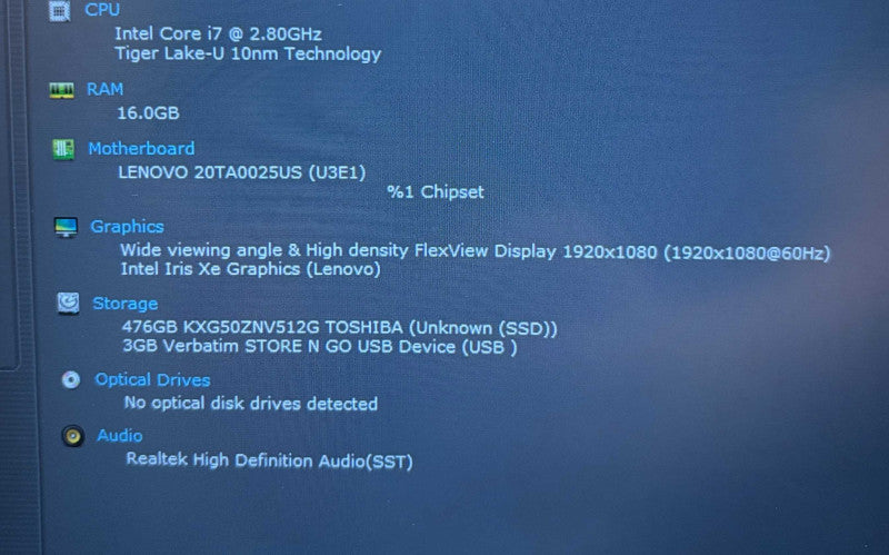 Lenovo ThinkPad E14 Intel Core i7-1165G7@2.8GHz 16GB DDR4 RAM 512GB NVMe SSD  Lap200