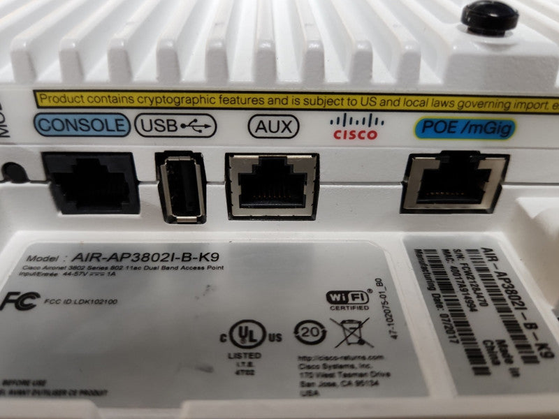 Cisco AIR-AP3802I-B-K9 Wireless Access Point, Factory Reset