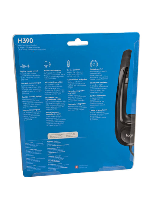 New Logitech H390 USB Computer Headset  -