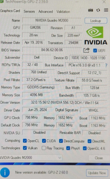 Nvidia Quadro M2000 4GB GDDR5 4x Display Ports Graphics Card. _