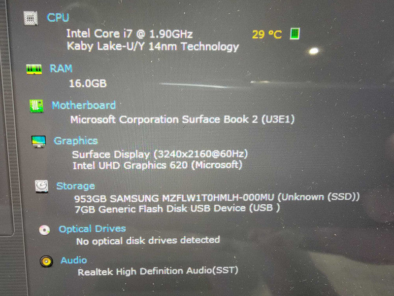 MS Surface Book 2 1793 15" | 4-Core i7-8650U 1.9GHz | 16GB RAM 1TB SSD - READ  Lap200