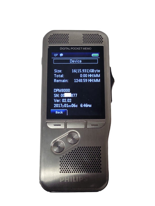 Philips 3DMIC Digital Pocket Memo DPM8000 with 16GB SD Card _