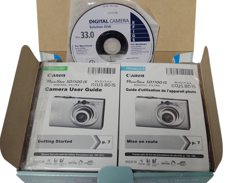 Canon PowerShot ELPH SD1100 IS 8.0MP Silver Digital Camera & Charger _