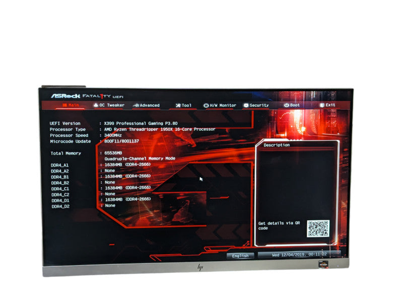 ASRock Fatal1ty X399 Professional Gaming with AMD Threadripper 1950X 64GB RAM -