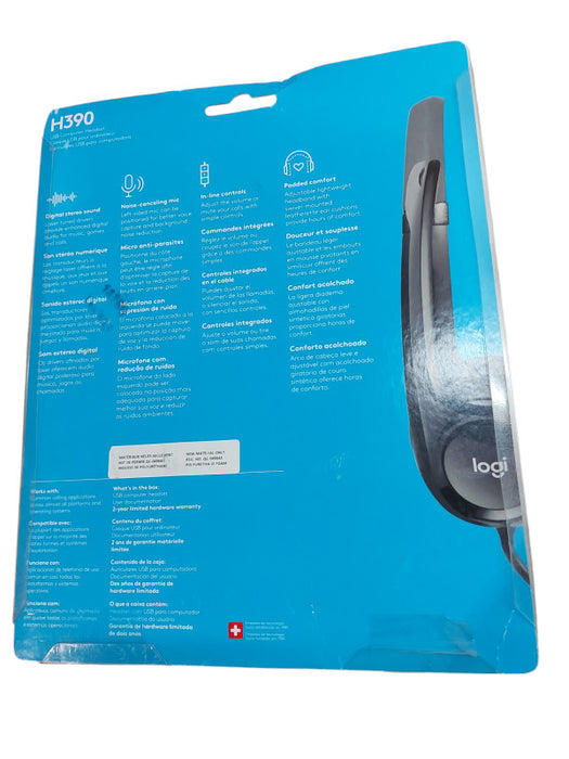Logitech H390 USB Headset, Noise-cancelling Microphone