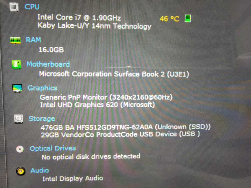 MS Surface Book 2 1793 15" | 4-Core i7-8650U @1.9GHz 16GB RAM 512GB SSD -READ  Lap200
