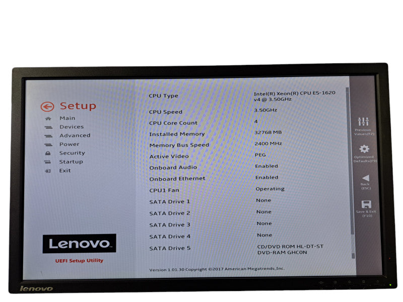 Lenovo ThinkStation P510 | Xeon E5-1620 v4 @3.50GHz, 32GB DDR4, 2x K620, No HDD's