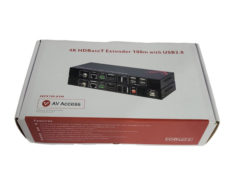 New AV Access 4KEX100-KVM 4K HDBase T Extender 100m with USB2.0 _