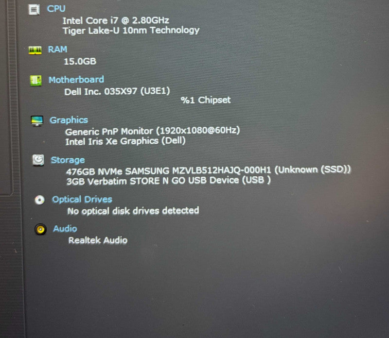 Dell Latitude 5420 Intel Core i7-1165G7@2.8GHz 16GB RAM 512GB SSD READ!  Lap200