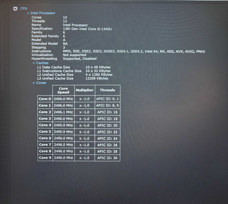 Dell Latitude 5540 Intel Core i5-1345U@1.6GHz 16GB RAM 256GB SSD  Lap200