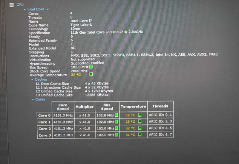Dell XPS 13 9305 Intel Core i7-1165G7@2.8GHz 8GB RAM 256GB SSD Q Lap200
