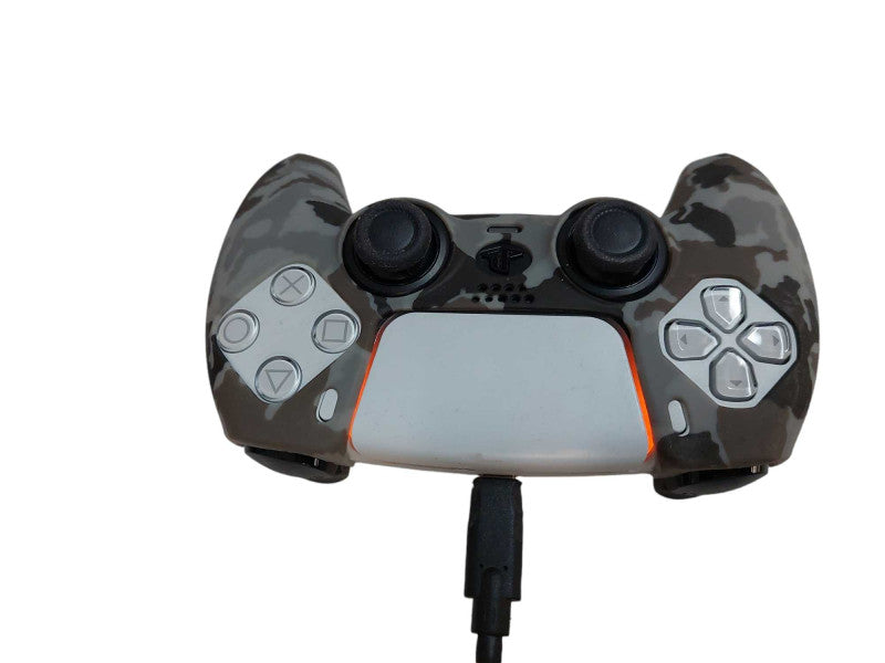 PS5 Wireless Controller White Model: CFI-ZCT1W with silicon camo cover  =